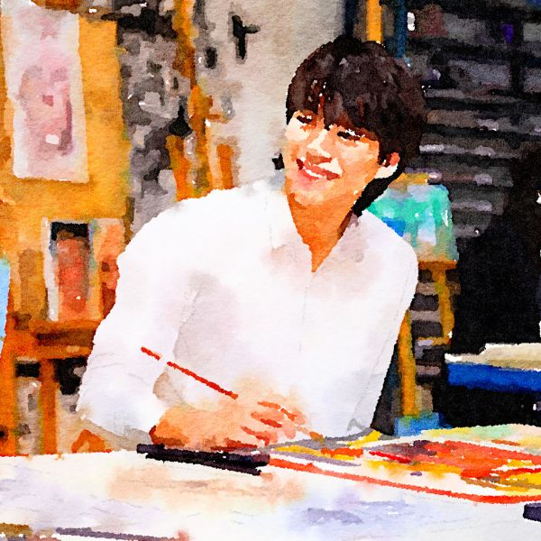 Watercolor of King’s Ely Sixth Form international student in an Art lesson 